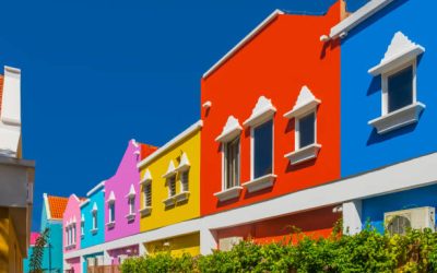 Colourful building facade, Willemstad, Curacao